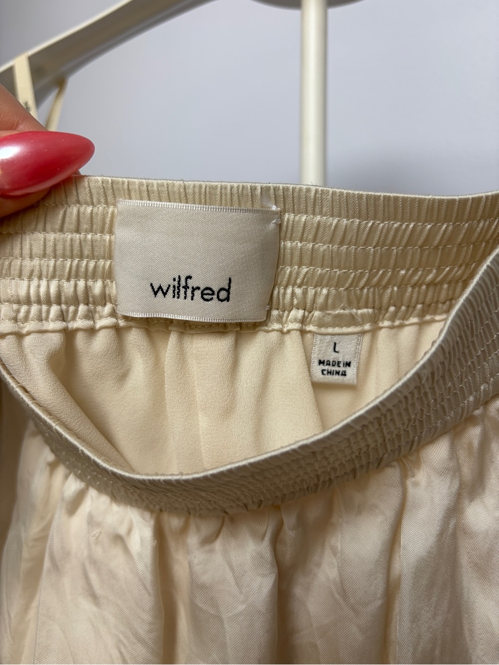 Wilfred Cream Satin Midi Skirt